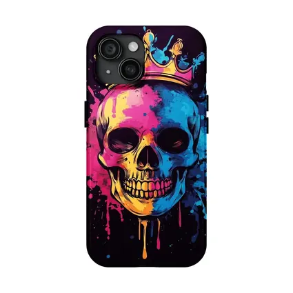 Crowned Skull Neon Paint Splash Dark