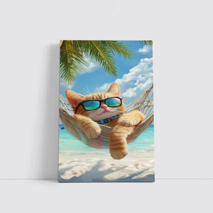 Orange Tabby Cat Relaxing Beach Hammock