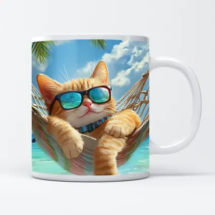 Orange Tabby Cat Relaxing Beach Hammock