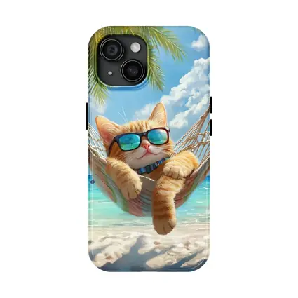 Orange Tabby Cat Relaxing Beach Hammock