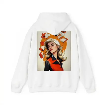 Retro Blonde Woman Poppies Orange Circle Art