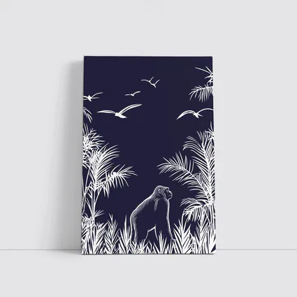 Gorilla Watching Birds Dark Jungle Scene