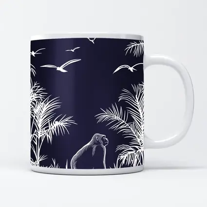 Gorilla Watching Birds Dark Jungle Scene