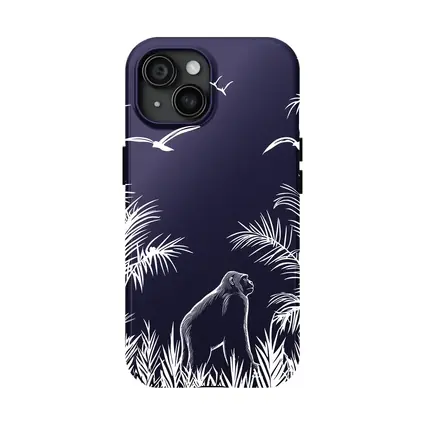 Gorilla Watching Birds Dark Jungle Scene