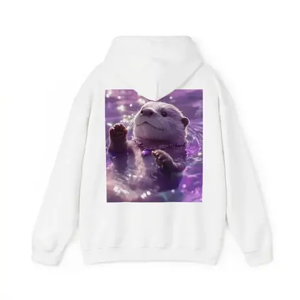 White Otter Swimming Purple Glowing Water