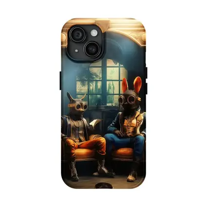 Steampunk Rabbits Sitting In Dark Room