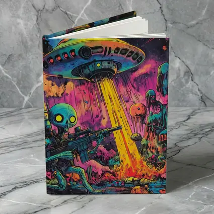 Alien Warrior UFO Invasion Neon Art