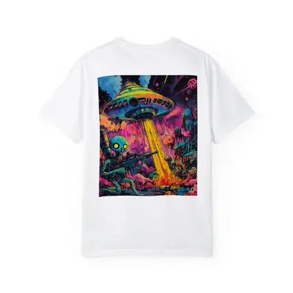 Alien Warrior UFO Invasion Neon Art