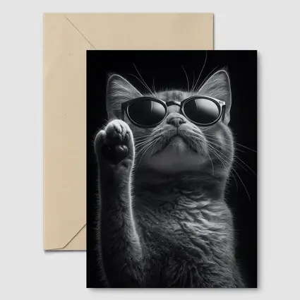 Cool Cat Wearing Sunglasses Black Background