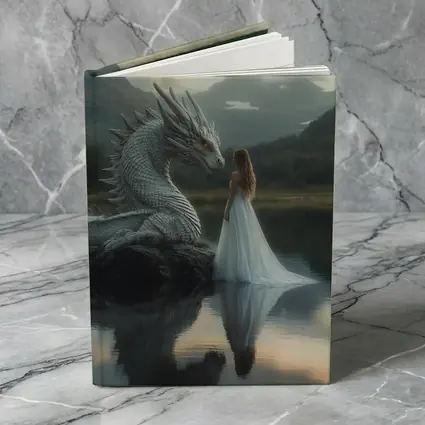 Woman in White Dress With Silver Dragon