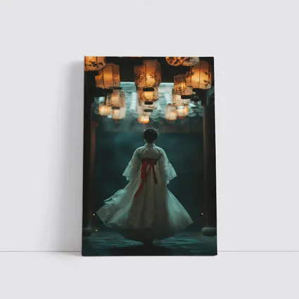 Woman Hanfu Dress Under Glowing Lanterns