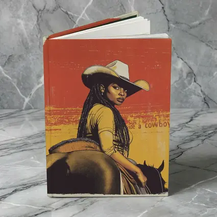 Black Cowgirl Riding Horse Retro Western Art