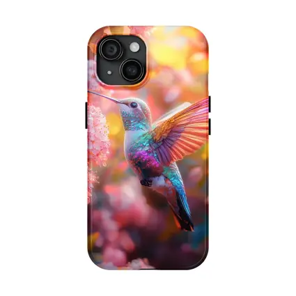 Hummingbird Flying Among Pink Cherry Blossoms