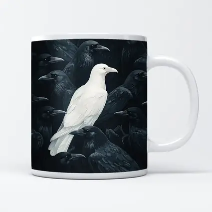 White Raven Among Dark Black Crows