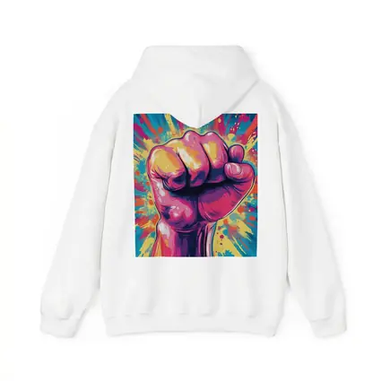Raised Fist Pop Art Colorful Splash Background