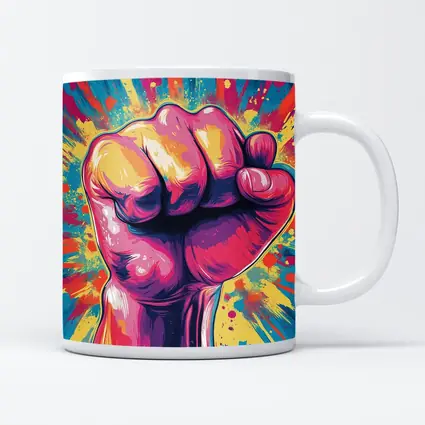 Raised Fist Pop Art Colorful Splash Background