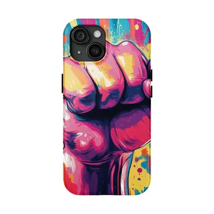 Raised Fist Pop Art Colorful Splash Background
