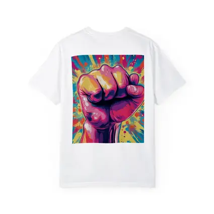 Raised Fist Pop Art Colorful Splash Background