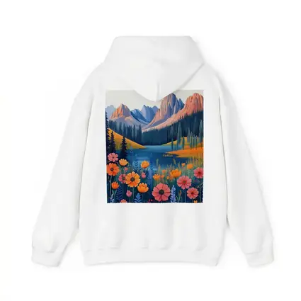 Mountain Lake Wildflower Meadow Illustration Art