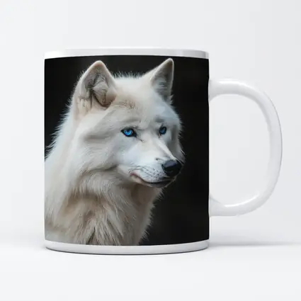 White Wolf Blue Eyes Dark Background