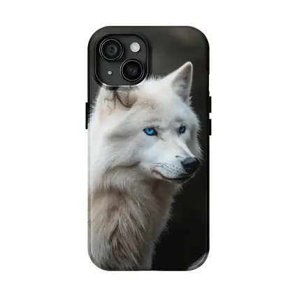 White Wolf Blue Eyes Dark Background