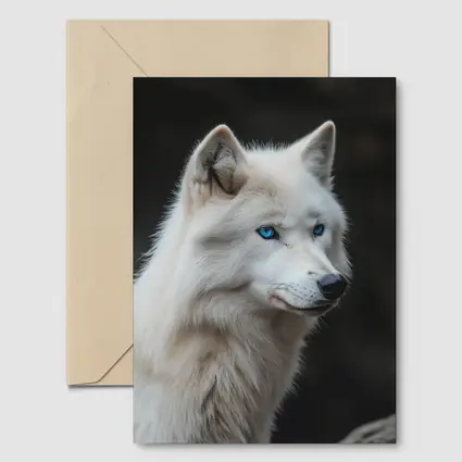 White Wolf Blue Eyes Dark Background