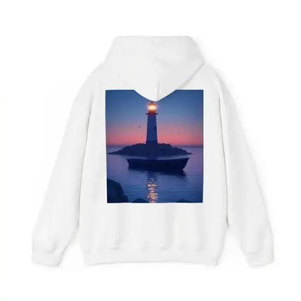 Lighthouse Glowing at Dusk Over Calm Sea