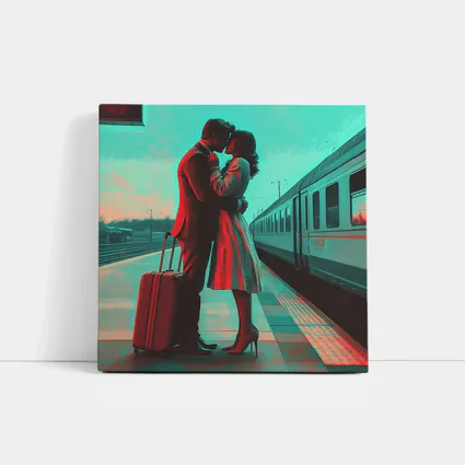 Couple Kissing Farewell at Train Station