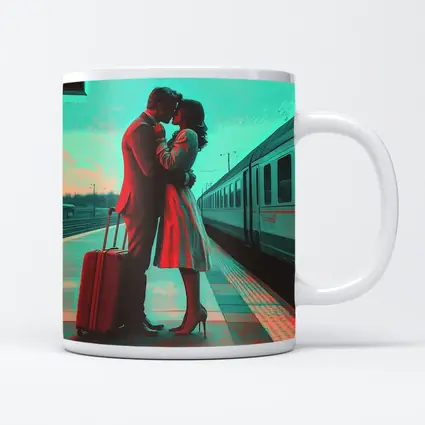 Couple Kissing Farewell at Train Station