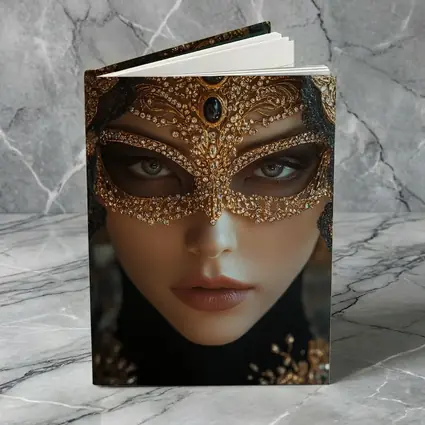 Masked Woman Gold Ornate Black Veil
