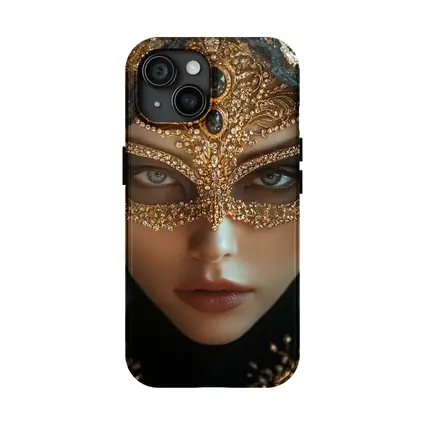 Masked Woman Gold Ornate Black Veil