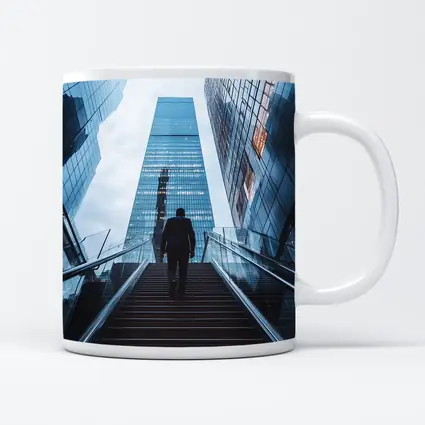 Businessman Silhouette Walking Up City Stairs