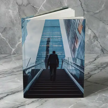Businessman Silhouette Walking Up City Stairs