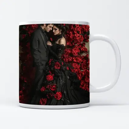 Gothic Couple Black Dress Red Roses