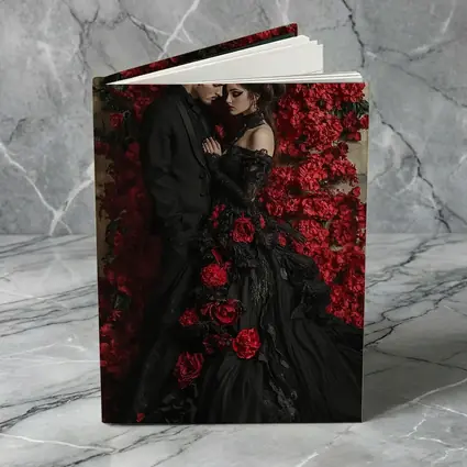 Gothic Couple Black Dress Red Roses