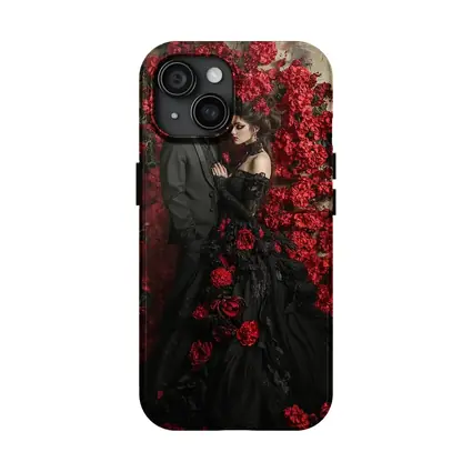 Gothic Couple Black Dress Red Roses
