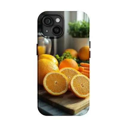 Fresh Oranges on Kitchen Cutting Board