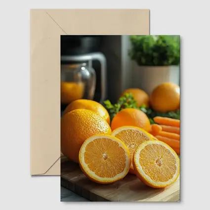 Fresh Oranges on Kitchen Cutting Board