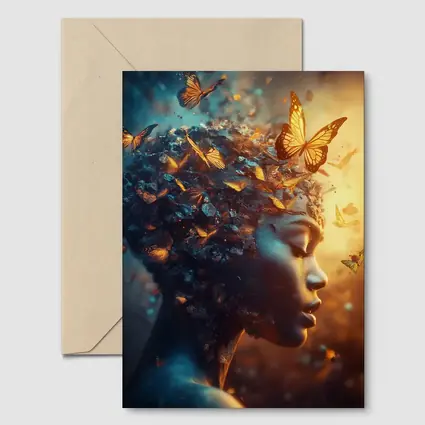Woman Butterflies Flying Surreal Fantasy Art
