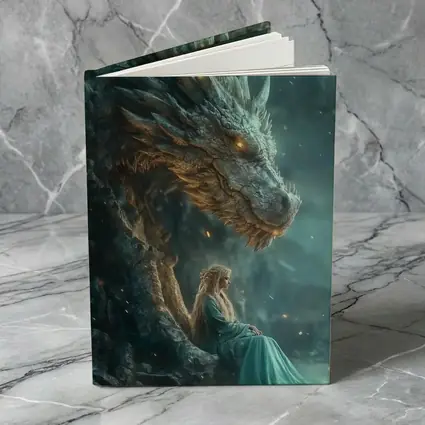 Fantasy Woman Sitting With Ancient Dragon