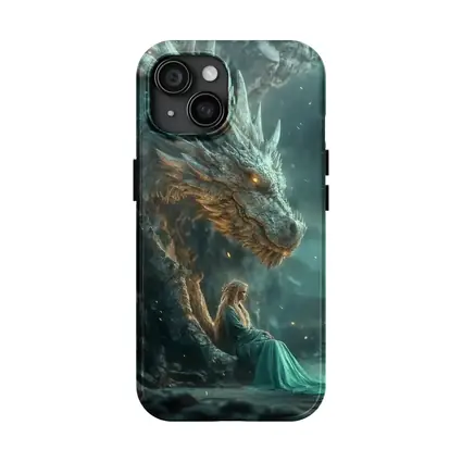 Fantasy Woman Sitting With Ancient Dragon
