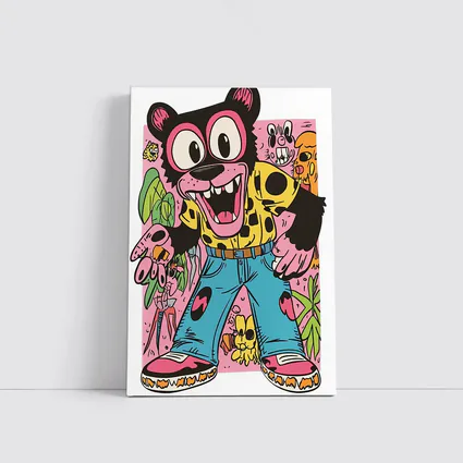 Cartoon Bear Character Colorful Graffiti Art