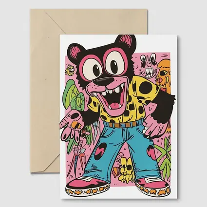 Cartoon Bear Character Colorful Graffiti Art