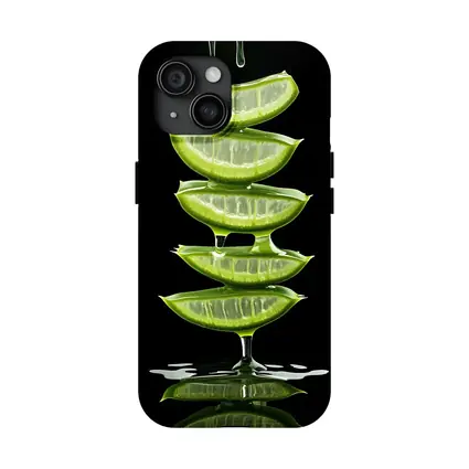 Aloe Vera Slices Dripping Gel Black Background