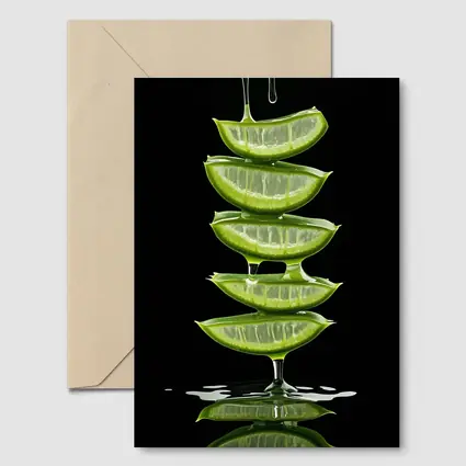 Aloe Vera Slices Dripping Gel Black Background