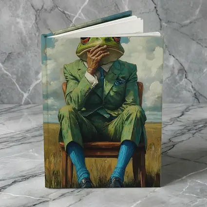 Thoughtful Frog Gentleman Oil Painting Fields