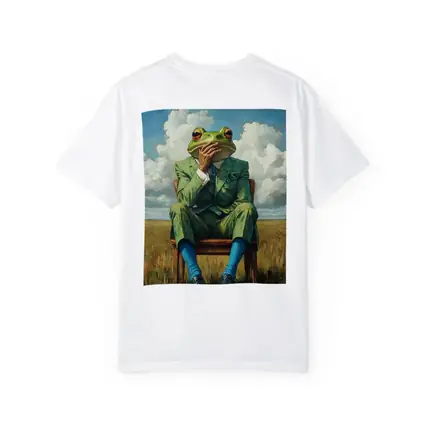 Thoughtful Frog Gentleman Oil Painting Fields