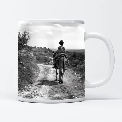 Boy Riding Donkey On Rural Path