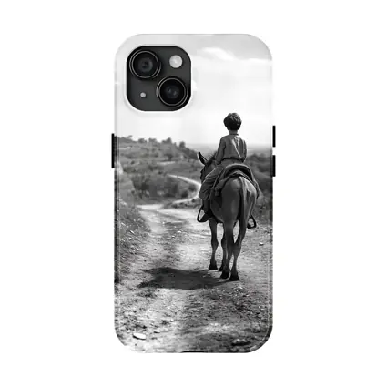 Boy Riding Donkey On Rural Path