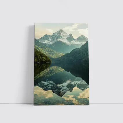 Snow Mountain Reflection Over Calm Lake